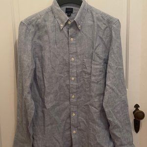 J. Crew Linen-Cotton Men's Button-Down Shirt - Light Blue